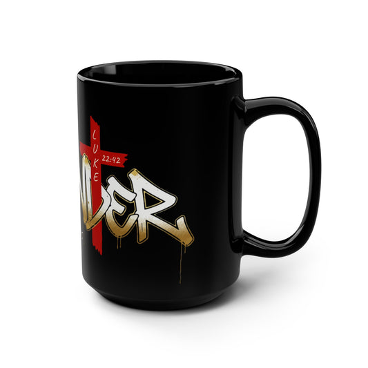 'Surrender' 15oz Inspirational Christian Coffee Mug (Black)