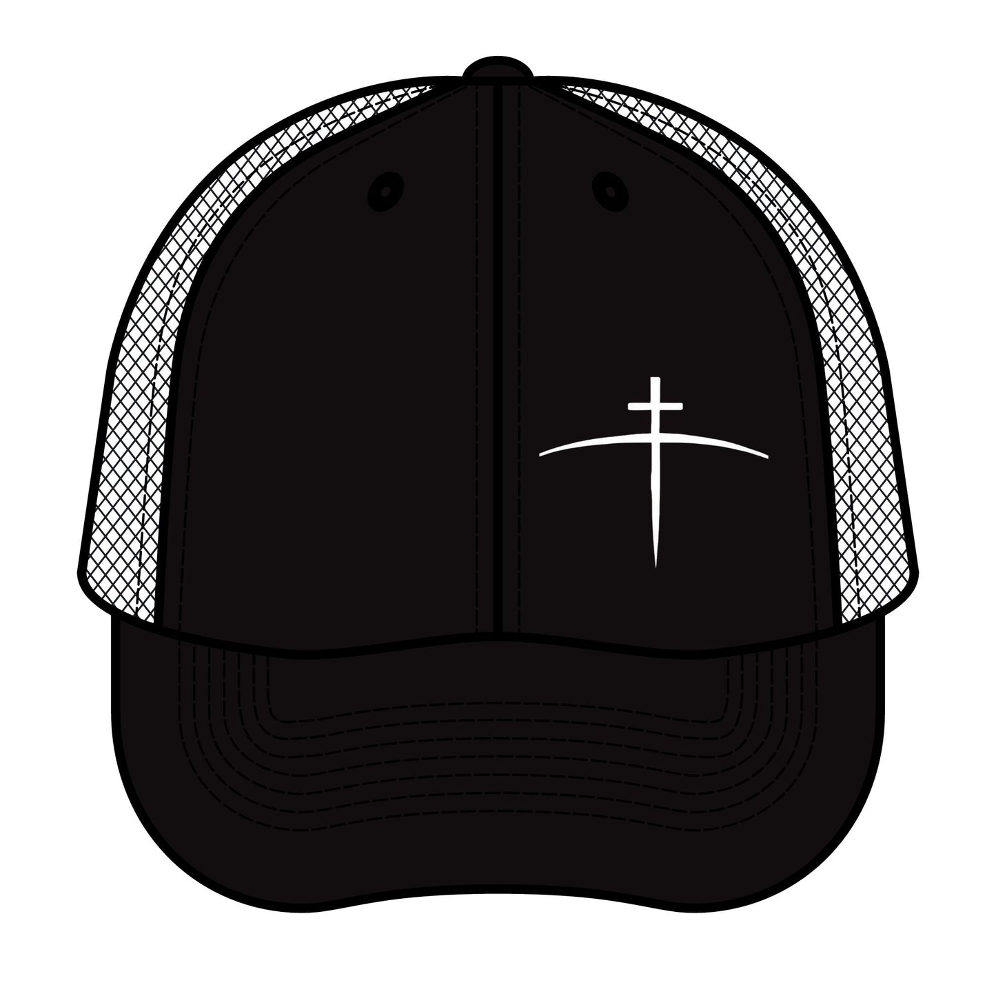 Christian Embroidered Cross on the horizon - Trucker Hat — Faith Cap