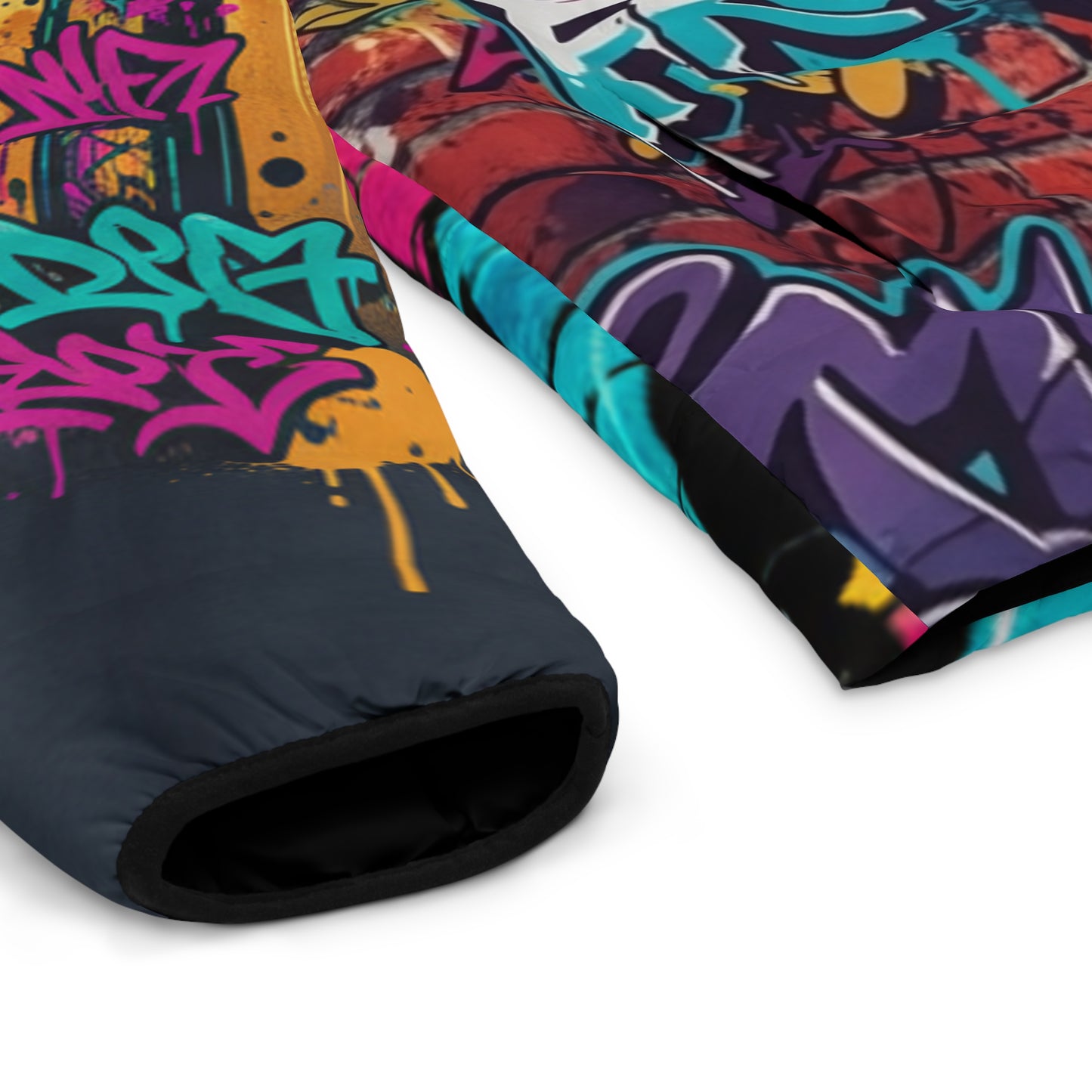 Colorful graffiti-style design on a black background