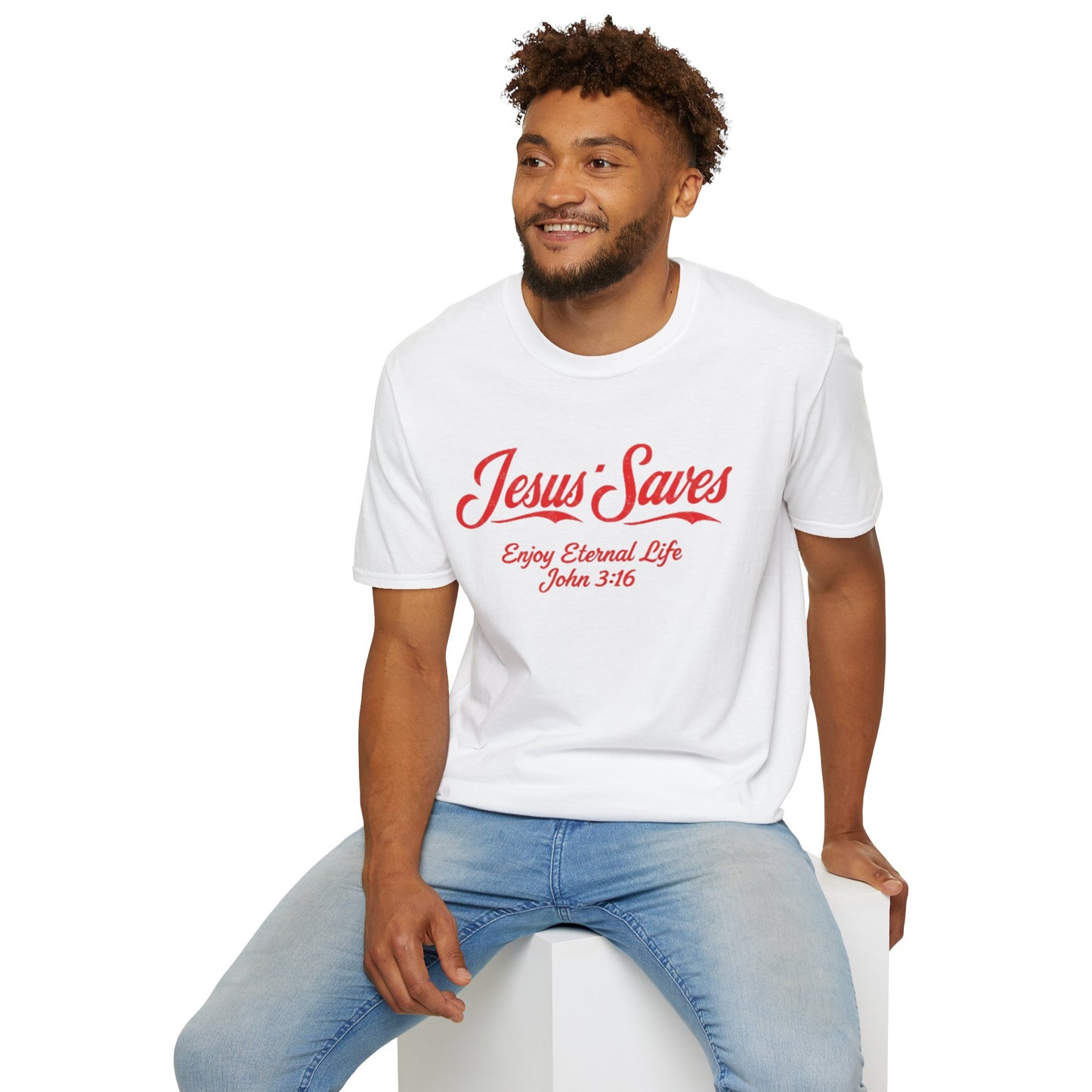 Jesus Saves T-Shirt — "Enjoy Eternal Life" John 3:16 Christian Tee