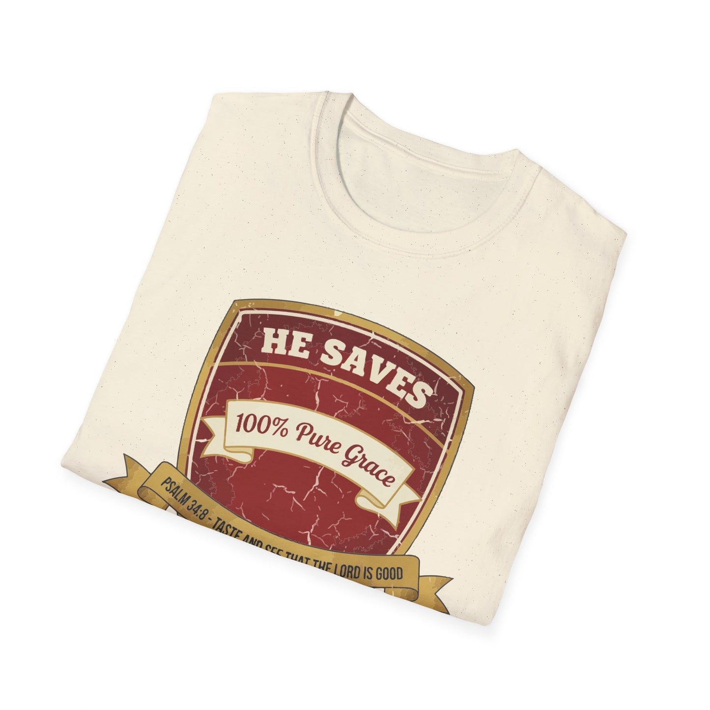 He Saves T-Shirt – “100% Pure Grace” Christian Faith Tee
