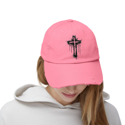 Distressed Christian Cap – Graffiti Cross Dad Hat | Broken to Risen Co.