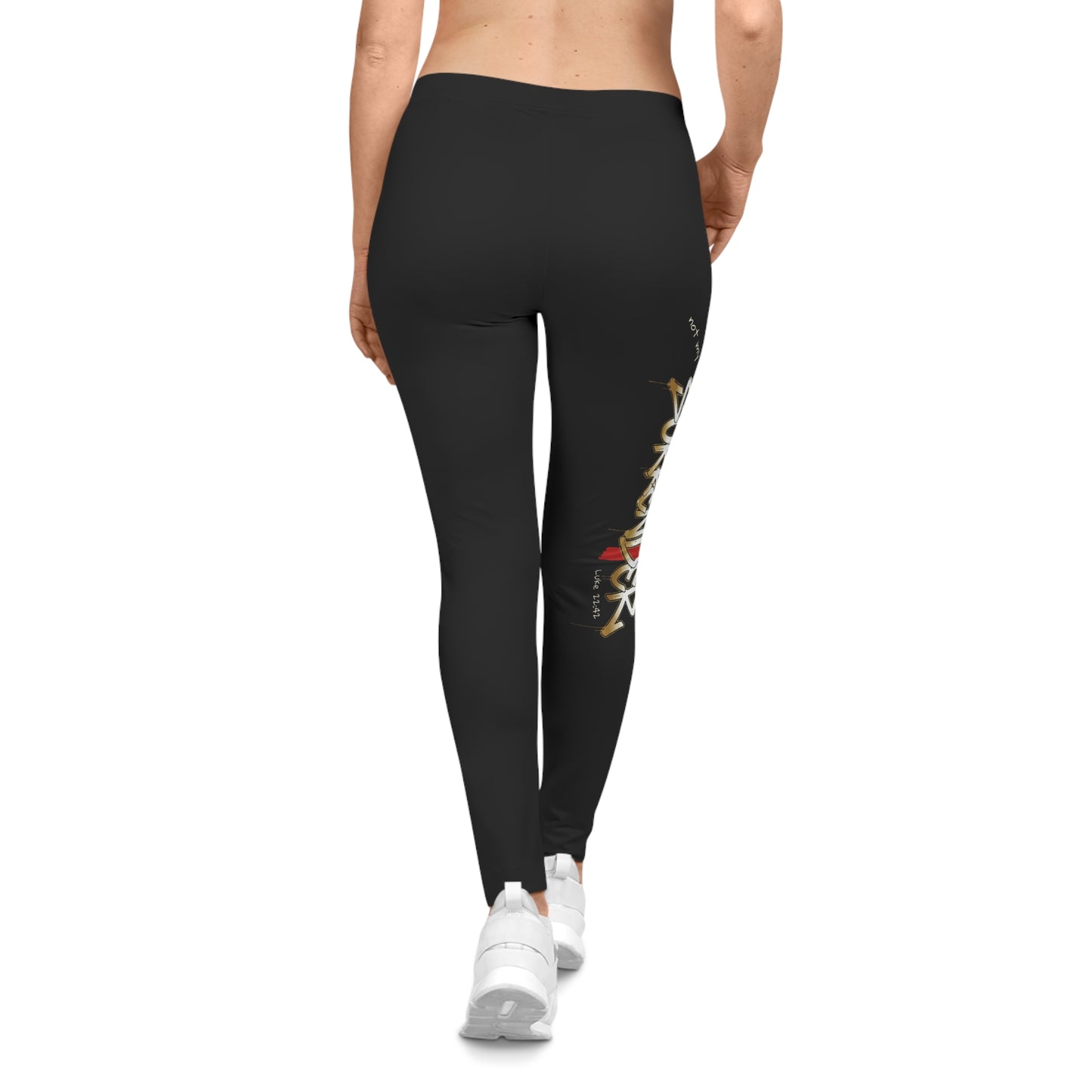 Women's 'Surrender' Black Graphic Leggings — Casual Athletic Yoga Pants