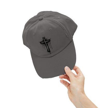 Distressed Christian Cap – Graffiti Cross Dad Hat | Broken to Risen Co.