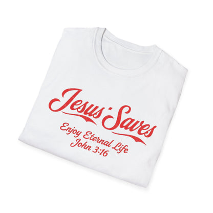 Jesus Saves T-Shirt — "Enjoy Eternal Life" John 3:16 Christian Tee