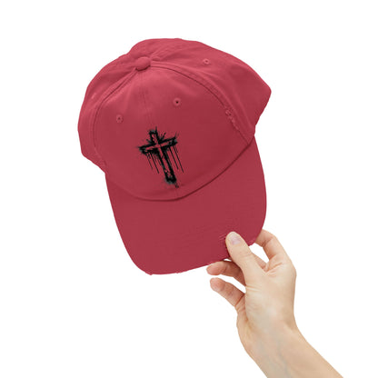 Distressed Christian Cap – Graffiti Cross Dad Hat | Broken to Risen Co.