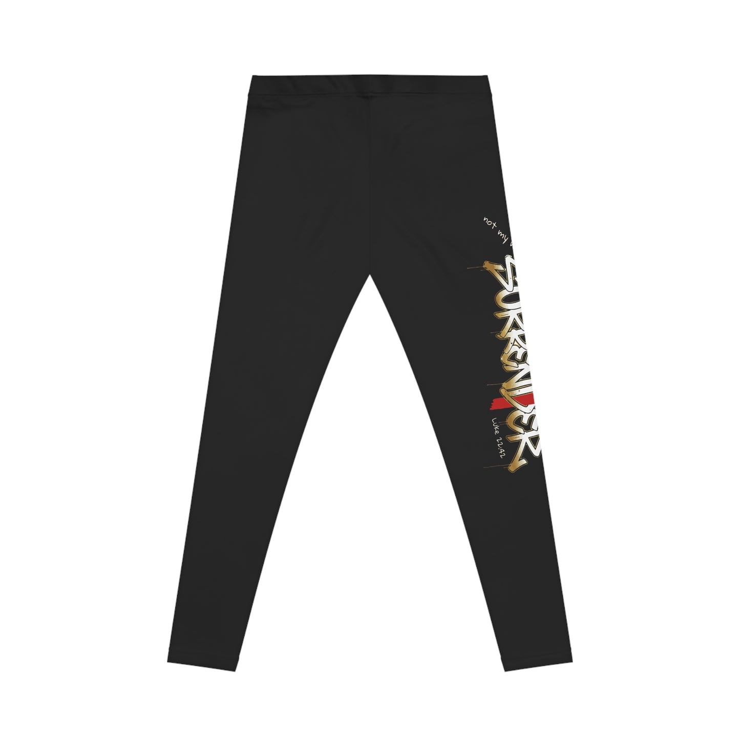 Women's 'Surrender' Black Graphic Leggings — Casual Athletic Yoga Pants