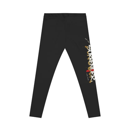 Women's 'Surrender' Black Graphic Leggings — Casual Athletic Yoga Pants