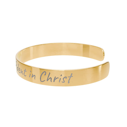 Engraved 'GODFIDENT' Gold Cuff Bracelet — Inspirational Faith Jewelry