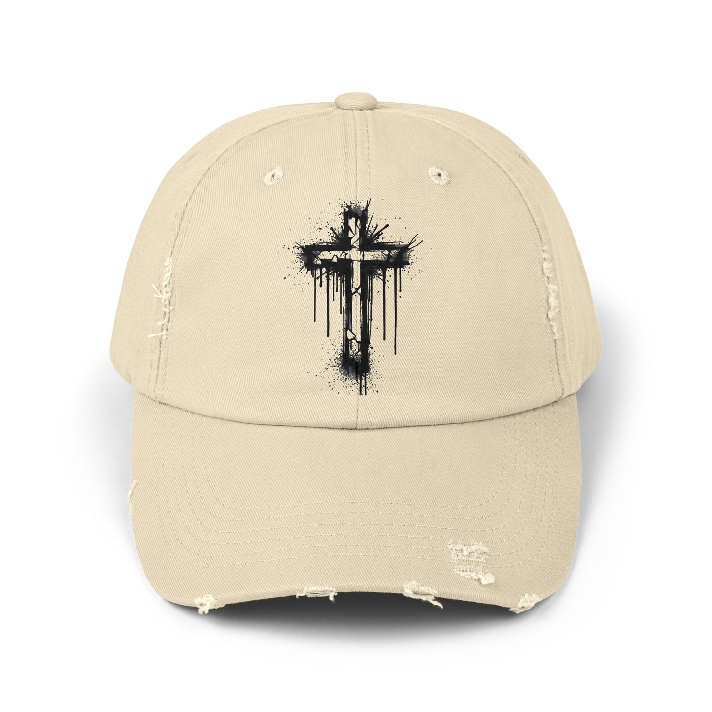 Distressed Christian Cap – Graffiti Cross Dad Hat | Broken to Risen Co.