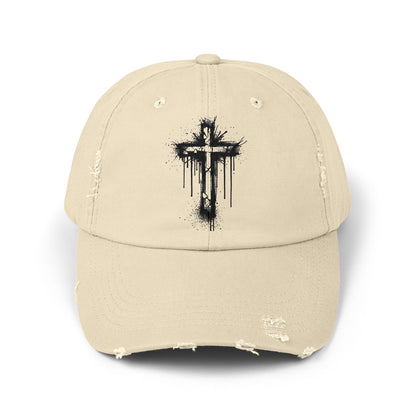 Distressed Christian Cap – Graffiti Cross Dad Hat | Broken to Risen Co.