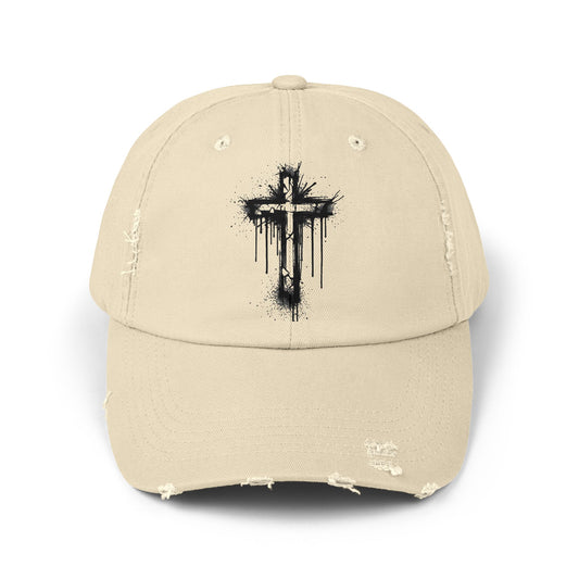 Distressed Christian Cap – Graffiti Cross Dad Hat | Broken to Risen Co.