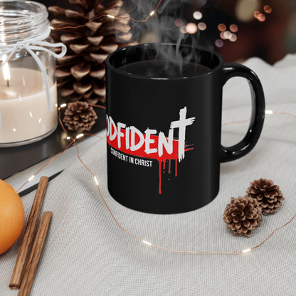 Godfident Black Mug — "Godfident: Confident in Christ" Christian Coffee Mug (11oz/15oz)