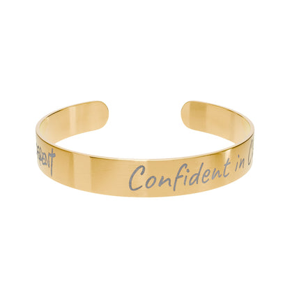 Engraved 'GODFIDENT' Gold Cuff Bracelet — Inspirational Faith Jewelry