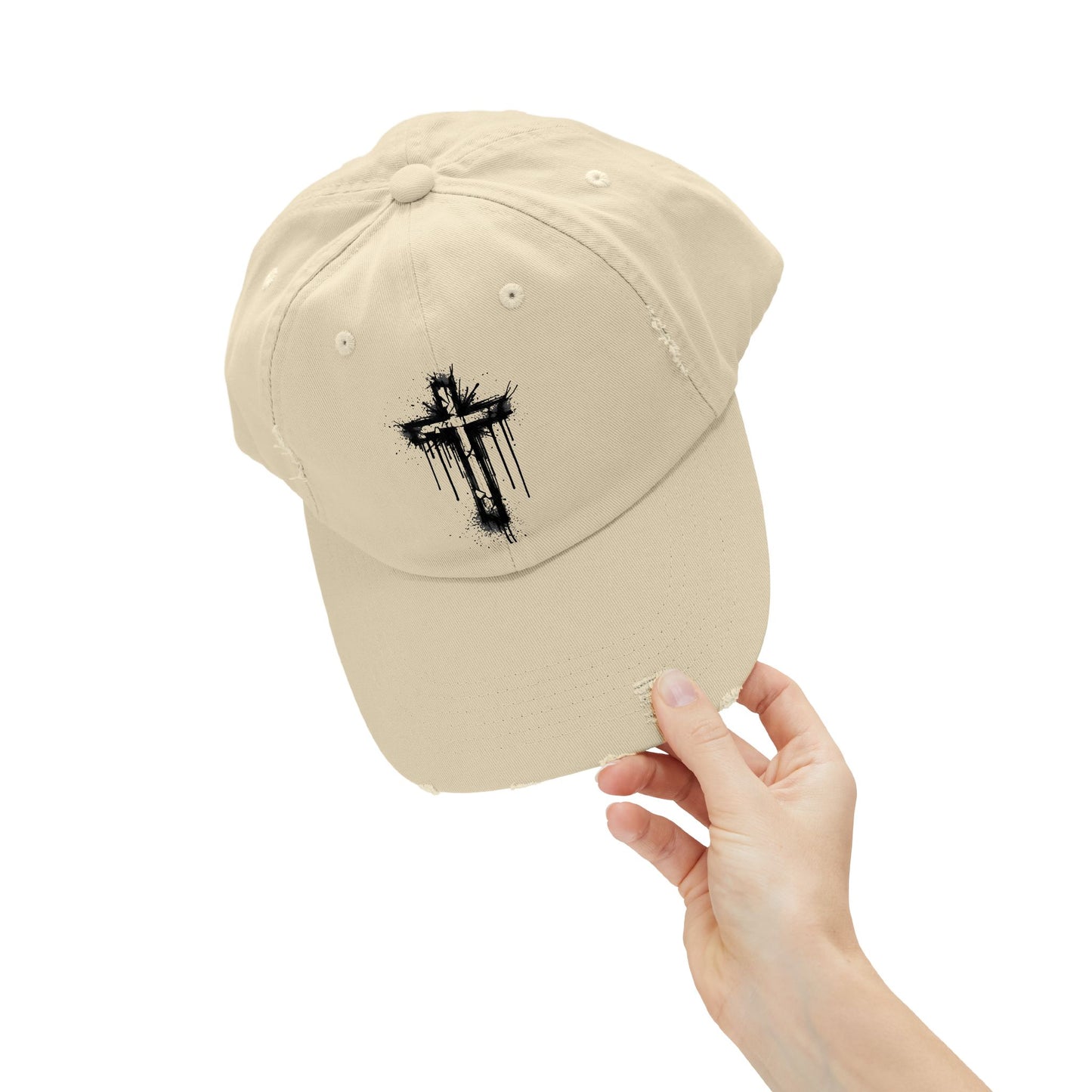 Distressed Christian Cap – Graffiti Cross Dad Hat | Broken to Risen Co.