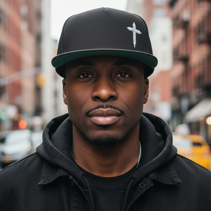 Christian Flat Bill | Embroidered Cross | Faith Cap