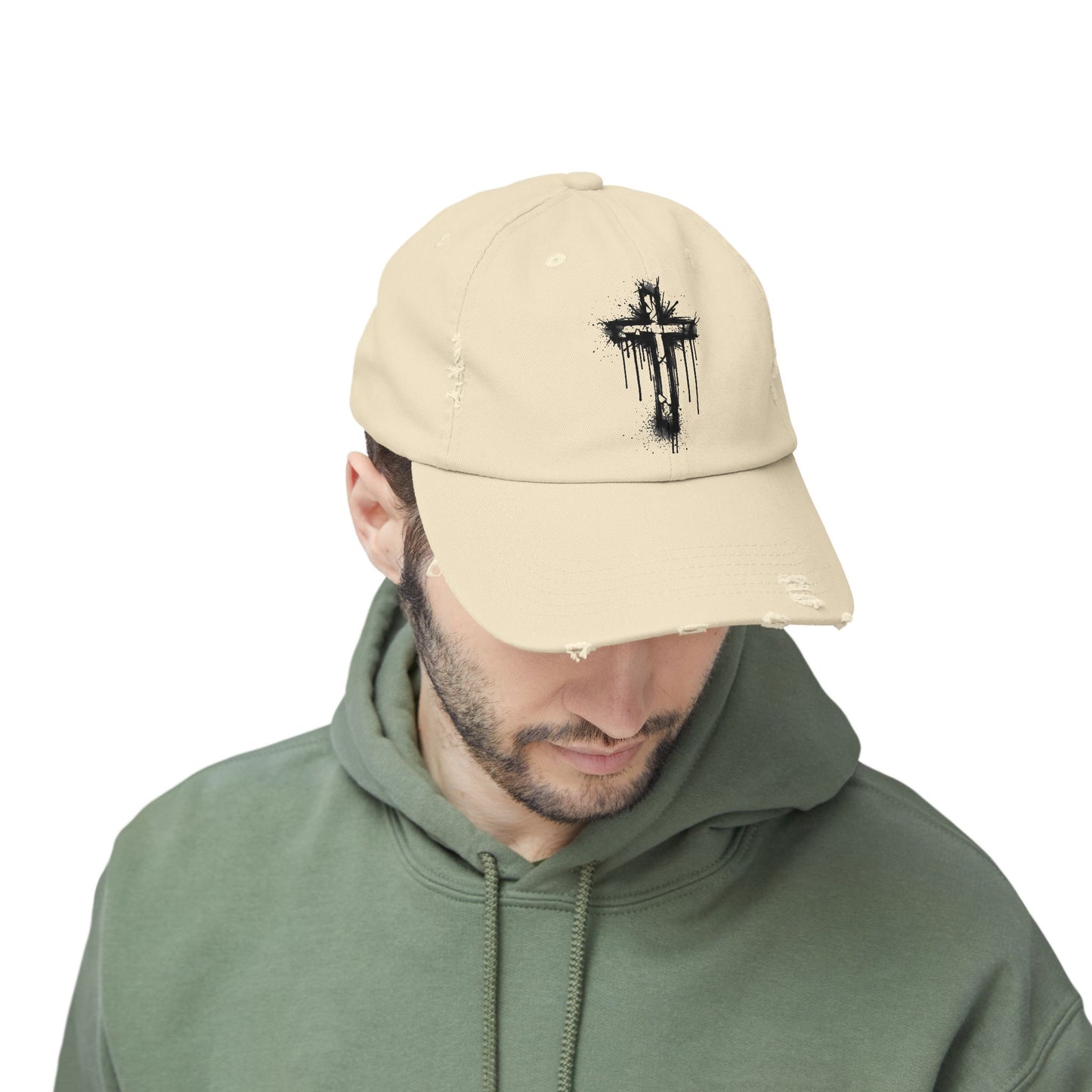 Distressed Christian Cap – Graffiti Cross Dad Hat | Broken to Risen Co.