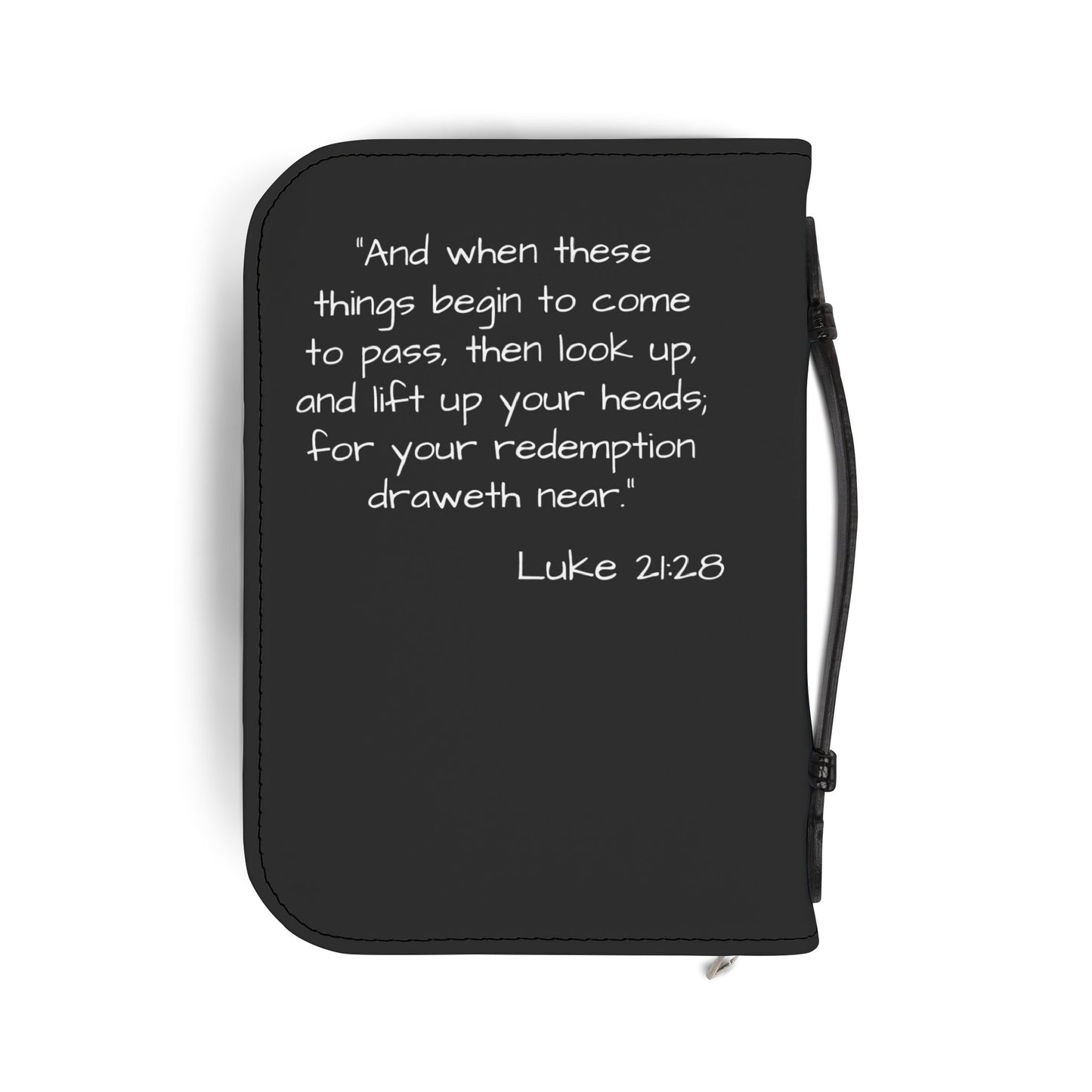 Bible Cover - Cross on the horizon Design with Luke 21:28 Scripture (Black Zipper Bible Case)