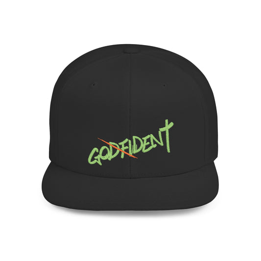 Godfident "Confident in Christ' Flat-Bill Cap (Green Lettering)