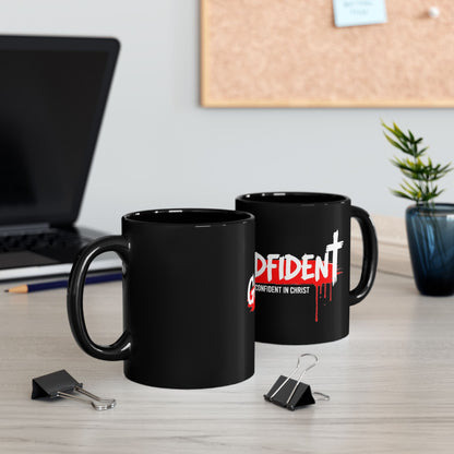 Godfident Black Mug — "Godfident: Confident in Christ" Christian Coffee Mug (11oz/15oz)