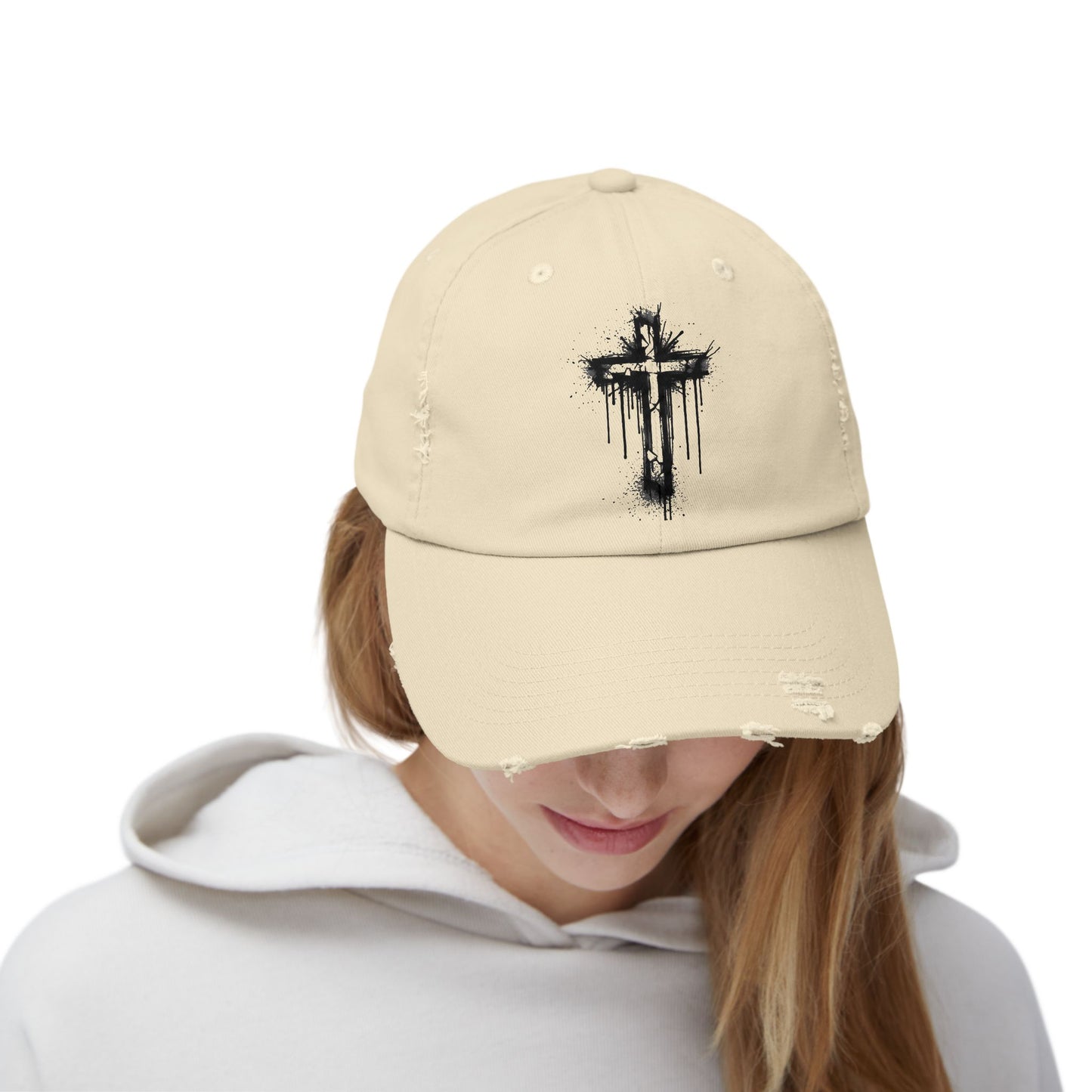 Distressed Christian Cap – Graffiti Cross Dad Hat | Broken to Risen Co.