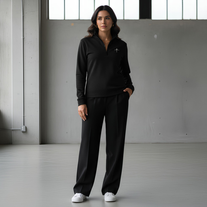 TravisMathew Black 1/4 Zip – Cross on the Horizon (Limited Drop)
