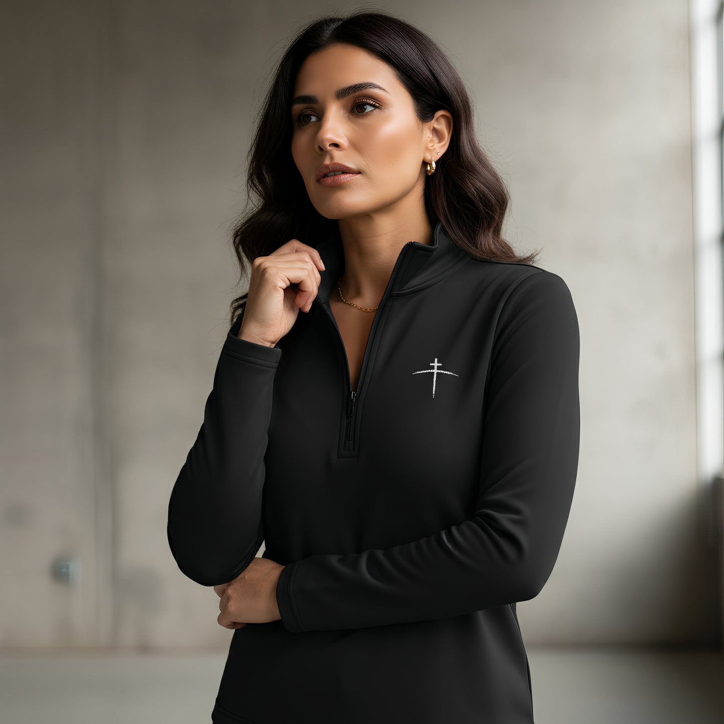 TravisMathew Black 1/4 Zip – Cross on the Horizon (Limited Drop)