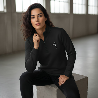 TravisMathew Black 1/4 Zip – Cross on the Horizon (Limited Drop)