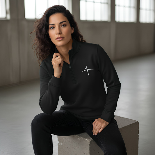 TravisMathew Black 1/4 Zip – Cross on the Horizon (Limited Drop)
