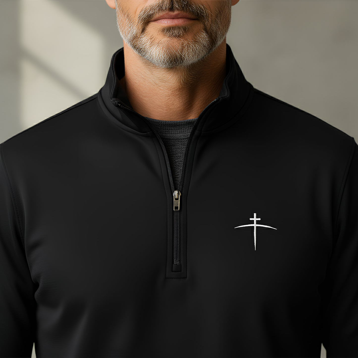 TravisMathew Black 1/4 Zip – Cross on the Horizon (Limited Drop)