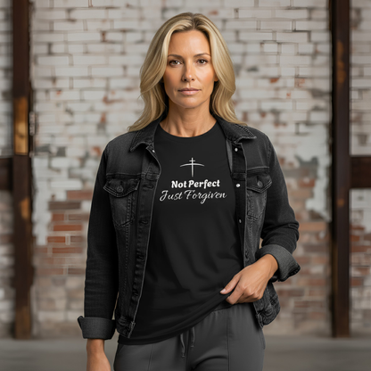 Not Perfect Just Forgiven Christian T-Shirt (Black)