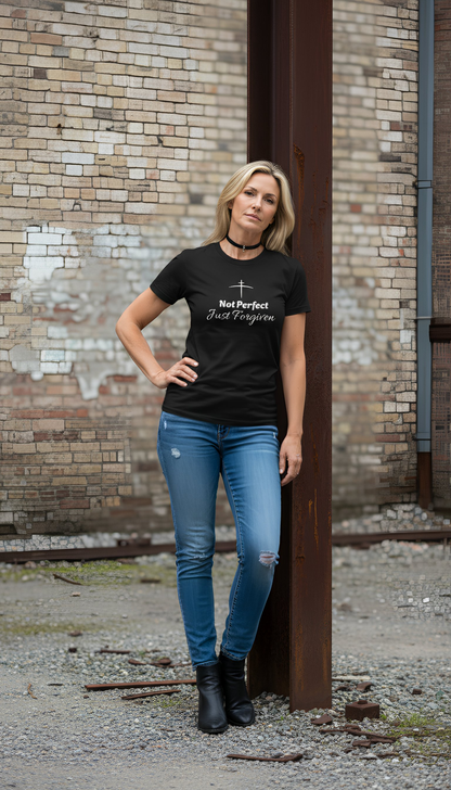Not Perfect Just Forgiven Christian T-Shirt (Black)