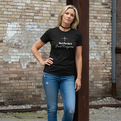 Not Perfect Just Forgiven Christian T-Shirt (Black)