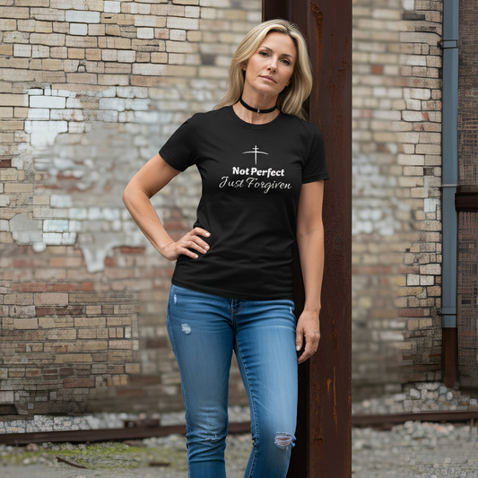 Not Perfect Just Forgiven Christian T-Shirt (Black)