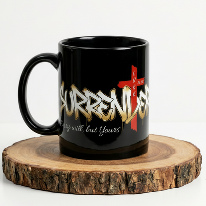 Surrender 15oz Inspirational Christian Coffee Mug (Black)