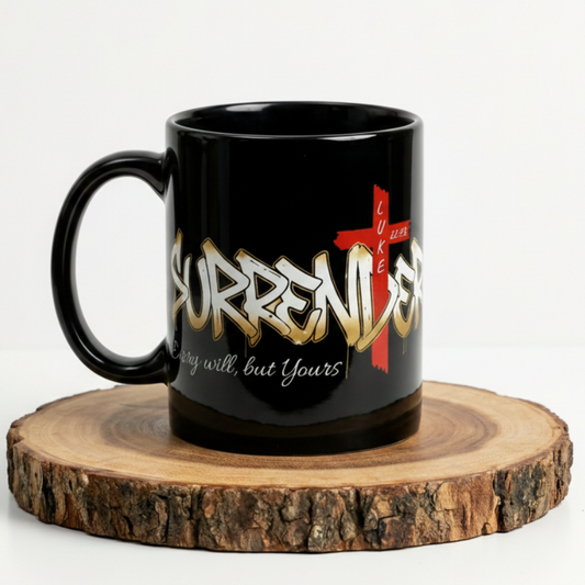 Surrender 15oz Inspirational Christian Coffee Mug (Black)