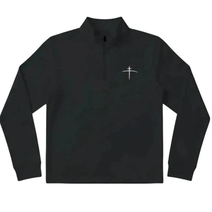 TravisMathew Black 1/4 Zip – Cross on the Horizon (Limited Drop)