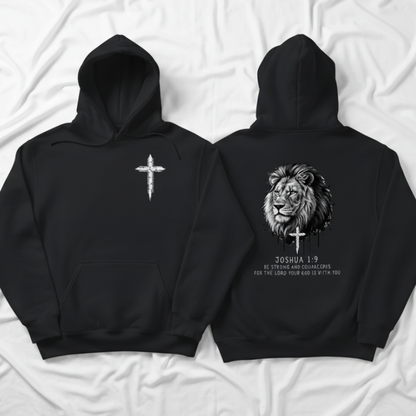 Lion of Judah Hoodie Joshua 1:9, Black Unisex Hoodie