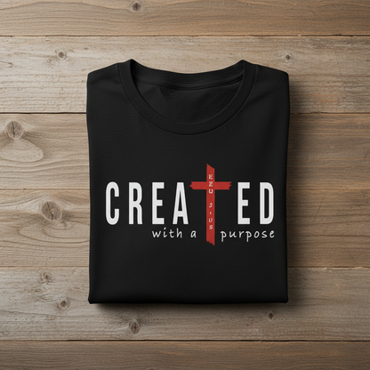 CREATED With a Purpose Women’s Cropped Heritage Tee – Champion | Christian Streetwear (T453W)